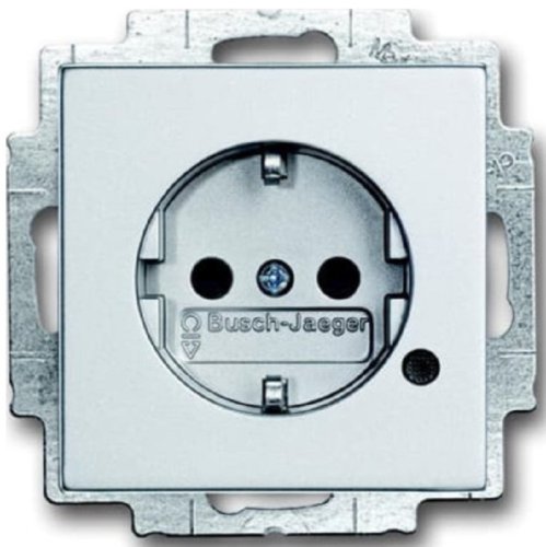 Розетка с заземлением без рамки ABB Династия 1-м. с подсветкой шторки серебристый алюминий картинка